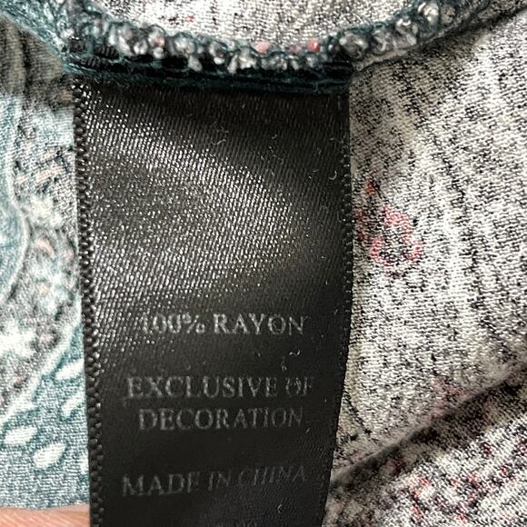 Artesia Bohemian Women Tunic Top Size XXL Green Pink Paisley Fairy Grunge Boho - Picture 5 of 9